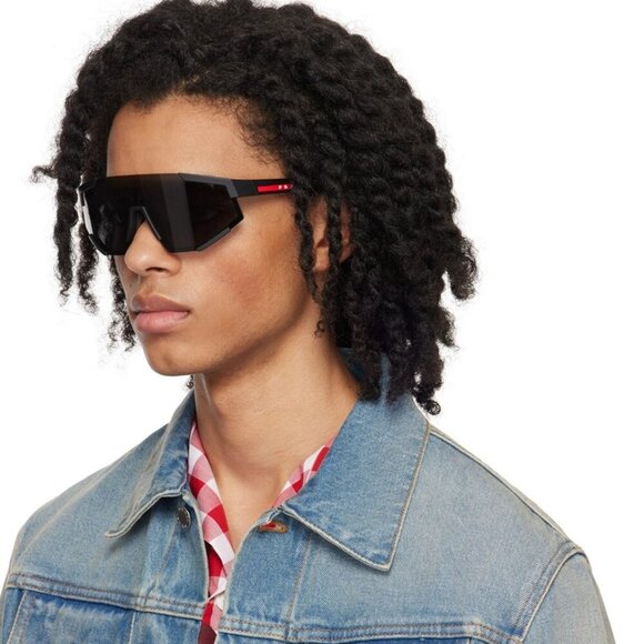 Prada Linea Rossa PS04WSF DG006F BRAND NEW Sunglasses Black Rubber Grey Unisex - Picture 6 of 13